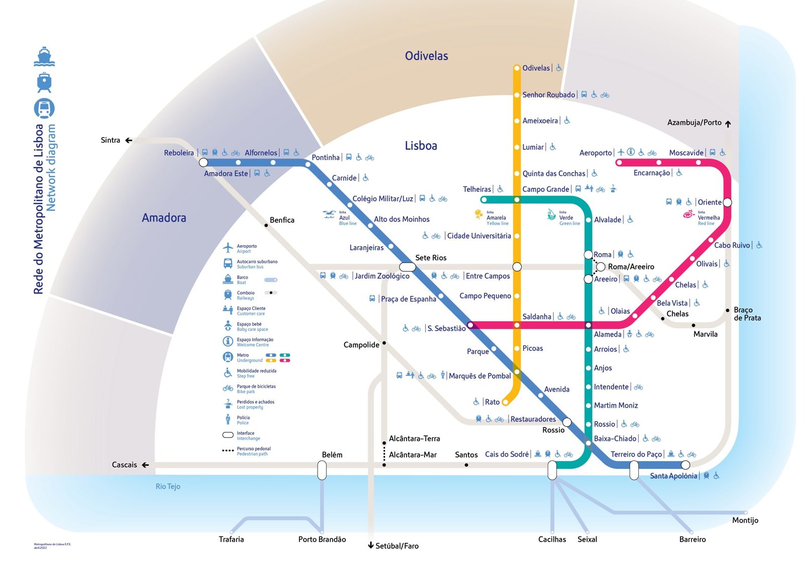 里斯本地鐵路線圖 Lisbon Metro Map