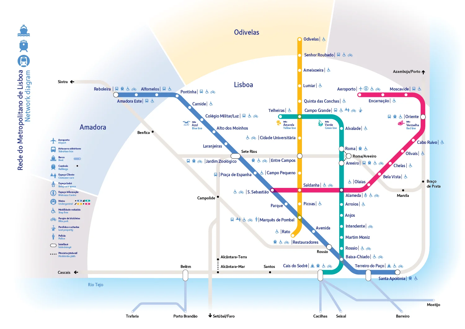 里斯本地鐵路線圖 Lisbon Metro Map